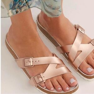 Birkenstock YAO ROSE GOLD Metallic COOPER  Women's  2 STRAP Sandals EU 39 US 8